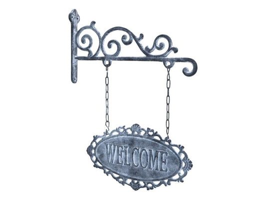 Dekorasjon Skilt "Welcome" H38 / L30,5 / B4 cm antikk grå