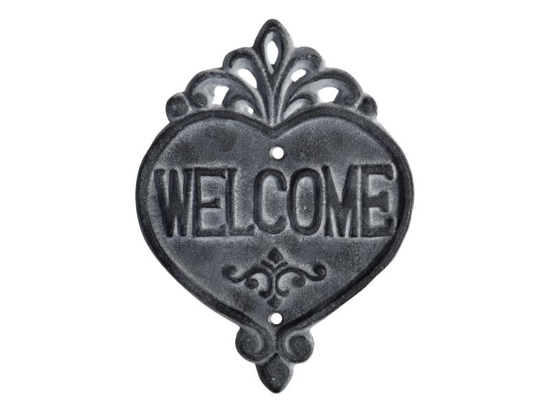 Dekorasjon Skilt "Welcome" H18/L13 cm antikk grå