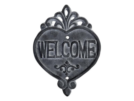Dekorasjon Skilt "Welcome" H18/L13 cm antikk grå