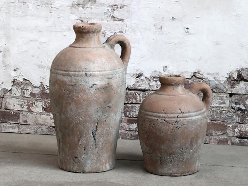 Dekorativ Kanne Terracotta flaske håndtak H24 / L18.5 / B17.5 cm 1 st SALG