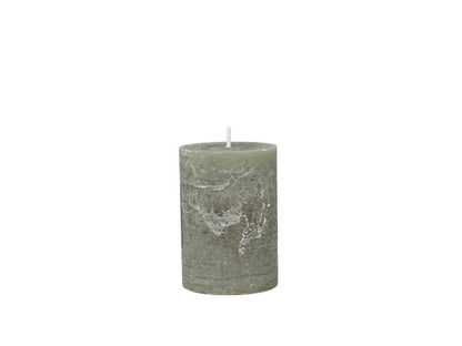 Lys Macon rustikk Kubbelys oliven 40h H10 / Ø7 cm SALG