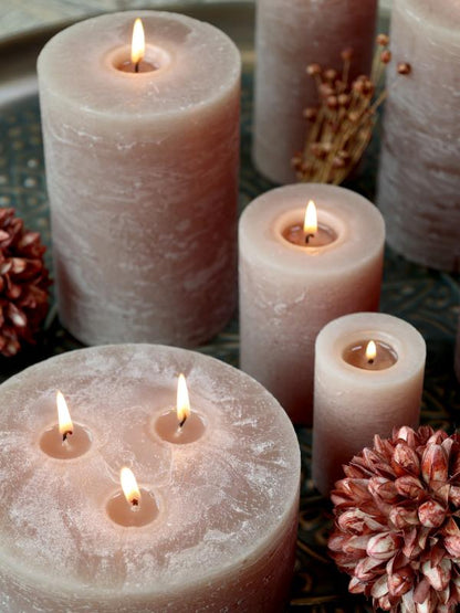 Lys Macon rustikk Kubbelys linnen 90 h H15 / Ø10 cm