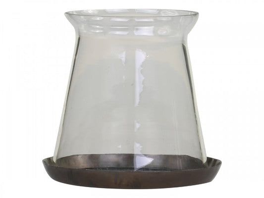 Lyslykt m. glas H11/Ø11 cm antique messing 1 st