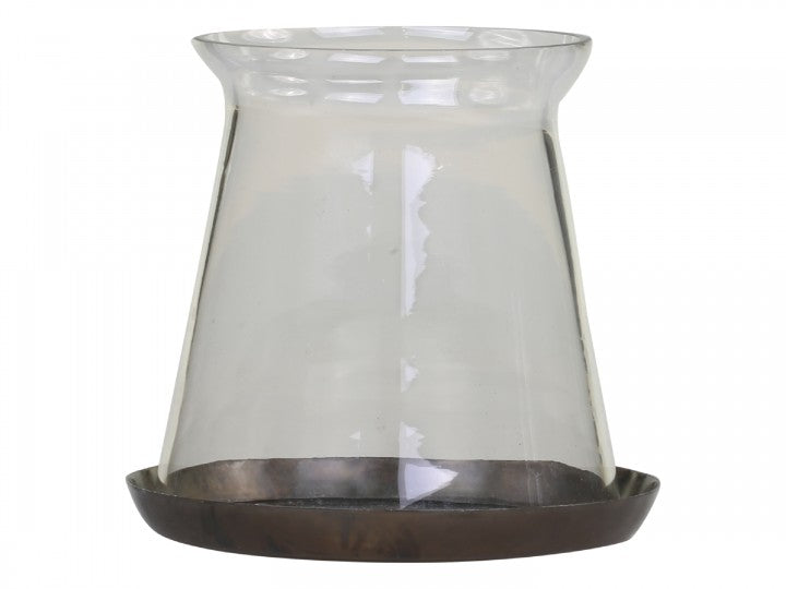Lyslykt m. glas H11/Ø11 cm antique messing 1 st SALG