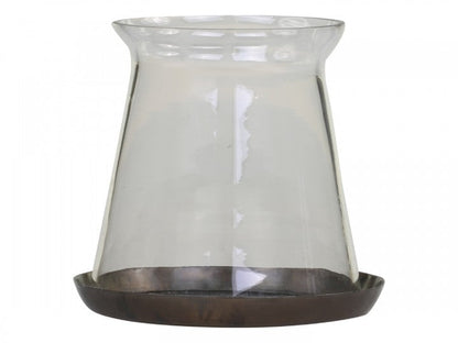 Lyslykt m. glas H11/Ø11 cm antique messing 1 st SALG
