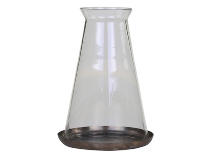 Lyslykt m. glas H22/Ø15 cm antique messing 1 st