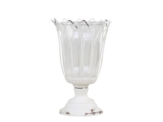 Lysestake Telysholder på fot glass Liten H20,5 / Ø13 cm antikk krem 1 st