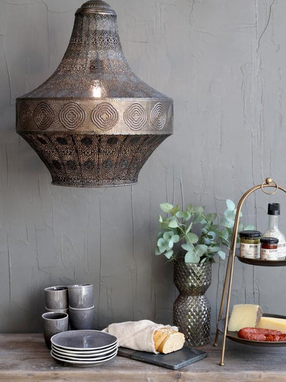 Taklampe gl. m. mønster H60 / Ø46 cm antikk bronse SALG
