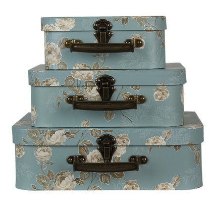 Dekorativa Resväska Förvaringslåda Grön 3-pack 30x21x9/25x18x9/20x16x8