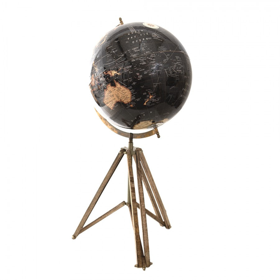 Dekorasjon Globus Globe Sort, Brun 31x31x67 cm