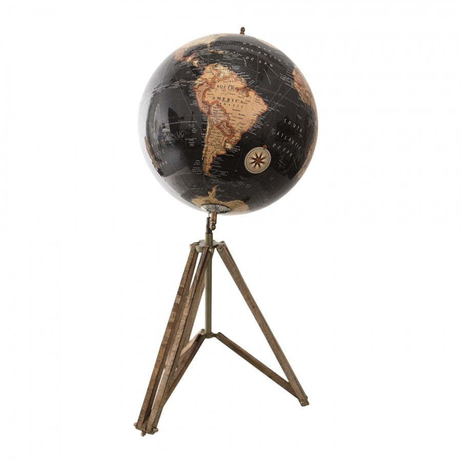 Dekorasjon Globus Globe Sort, Brun 31x31x67 cm