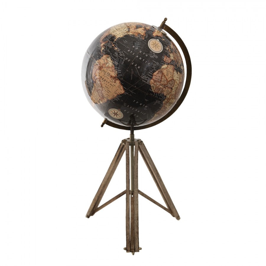 Dekorasjon Globus Globe Sort, Brun 31x31x67 cm