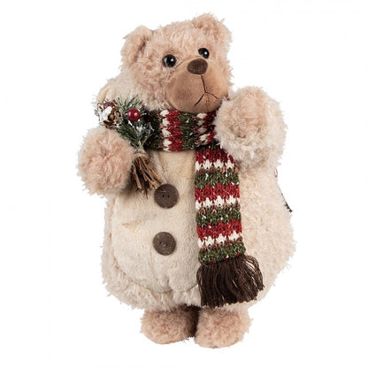 Juldekoration Inomhus Björn 38 cm Beige Brun Tyg