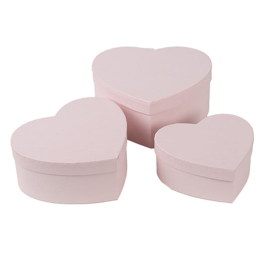 Förvaringslåda 3-pack 28x26x14 cm Rosa Kartong Hjärtformad