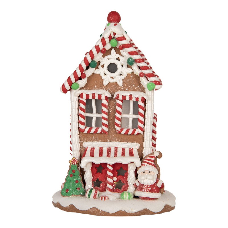 Juldekoration Inomhus Pepparkakshus med LED 14x14x22 cm Brun Vit