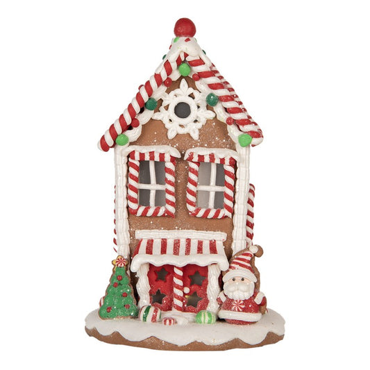 Juldekoration Inomhus Pepparkakshus med LED 14x14x22 cm Brun Vit