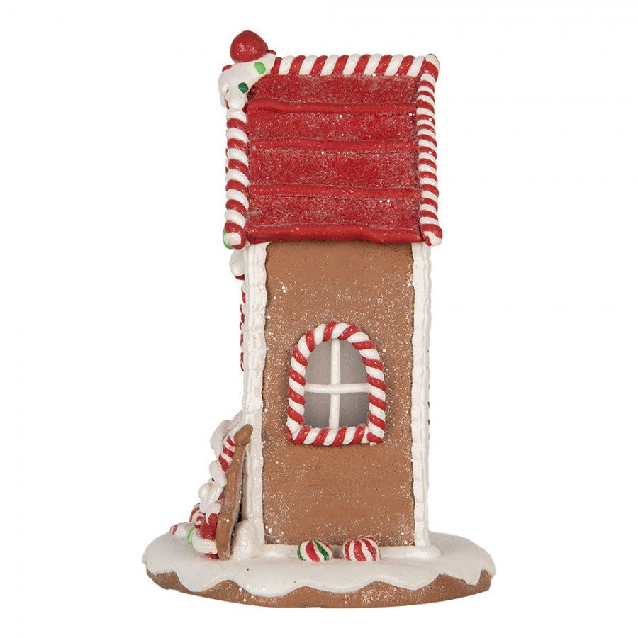 Juldekoration Inomhus Pepparkakshus med LED 14x14x22 cm Brun Vit