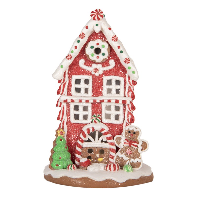 Juldekoration Inomhus Pepparkakshus med LED 14x14x22 cm Brun Röd
