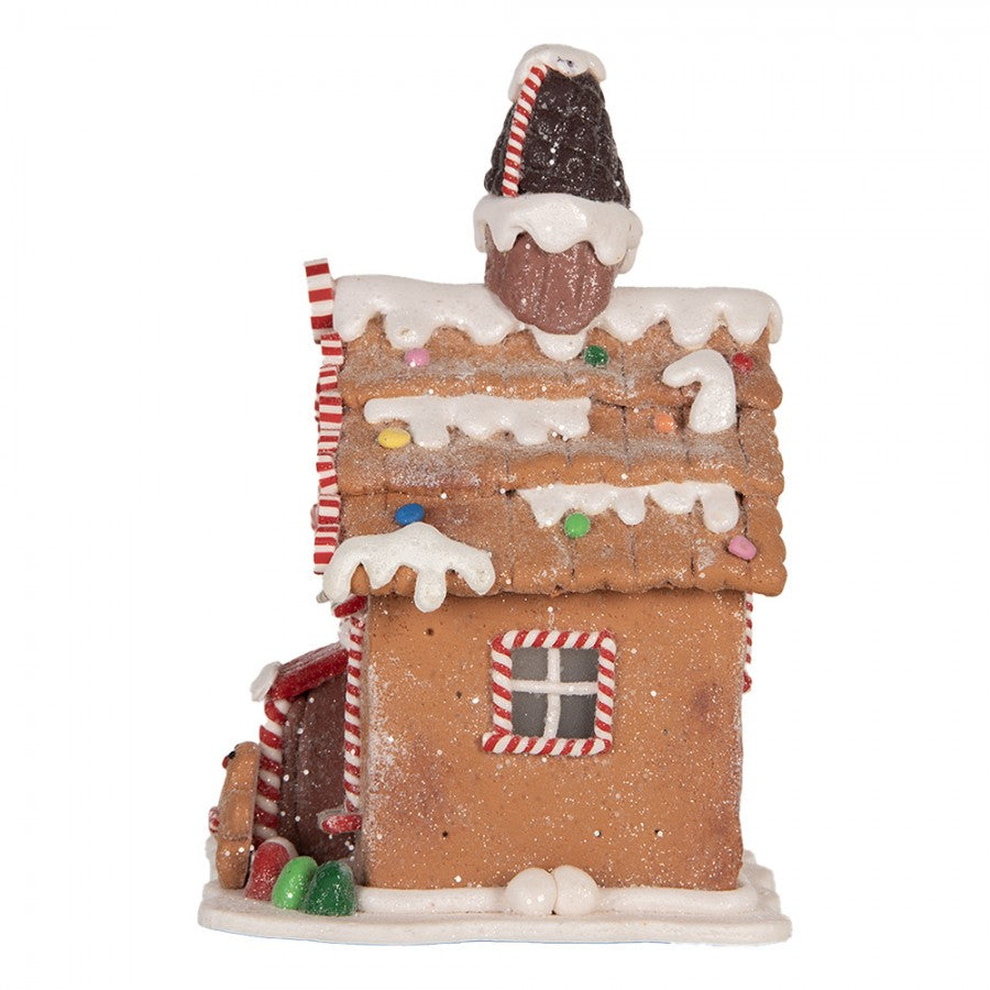 Juldekoration Inomhus Pepparkakshus med LED 13x13x19 cm Brun