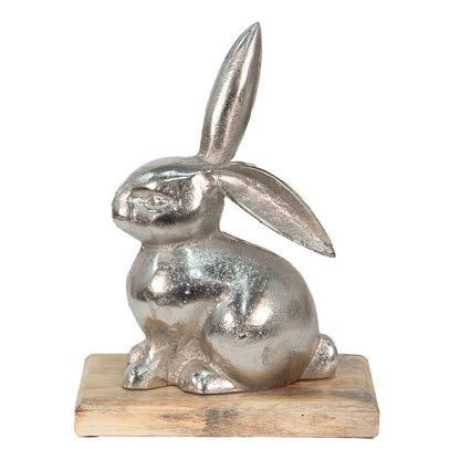 Påskdekoration Kanin 21x11x28 Cm Silverfärgad aluminium trä