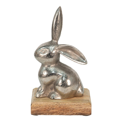 Påskdekoration Kanin 11x10x20 Cm Silverfärgad aluminium trä