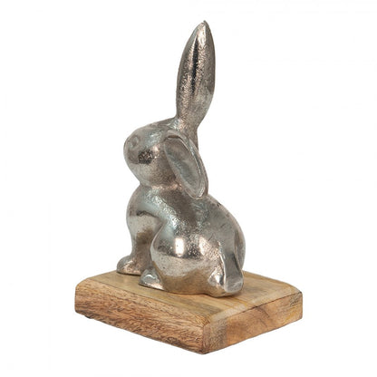 Påskdekoration Kanin 11x10x20 Cm Silverfärgad aluminium trä