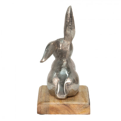Påskdekoration Kanin 11x10x20 Cm Silverfärgad aluminium trä