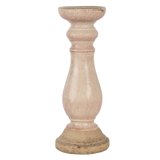 Ljusstake Rosa Keramik Rund Ø 14x36 Cm