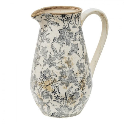Dekorativ Kanna 24x17x30 cm Grå beige Keramik blommor