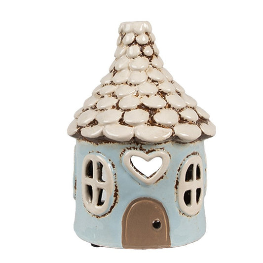Ljusstake Värmeljushållare Hus Ø 11x15 cm Blå Keramik