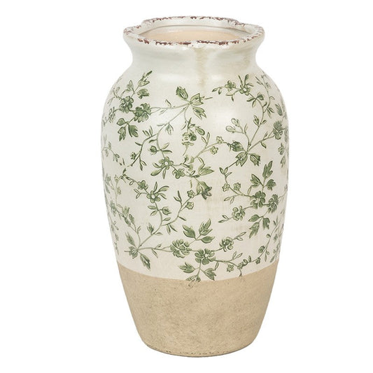 Dekorativ Vas Ø 16x27 cm Beige Gröna Keramik blommor