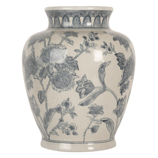 Dekorativ Vase Ø 23x29 cm Hvit Blå