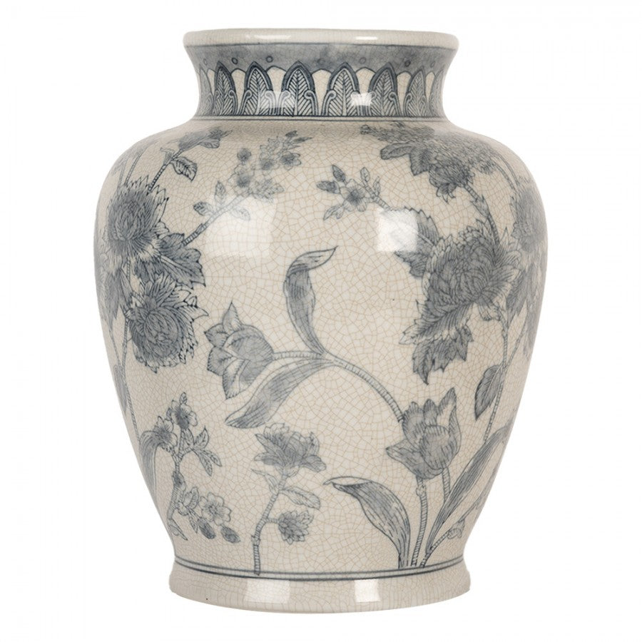 Dekorativ Vase Ø 23x29 cm Hvit Blå