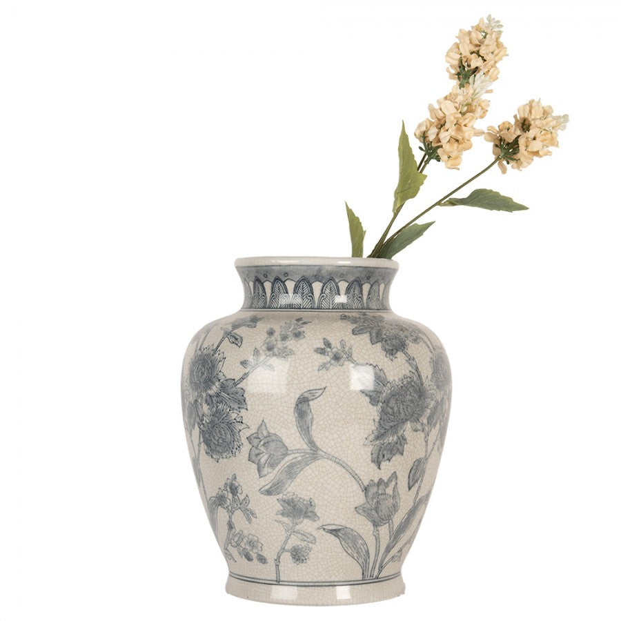 Dekorativ Vase Ø 23x29 cm Hvit Blå