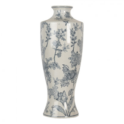 Dekorativ Vase Ø 16x42 cm Hvit Blå