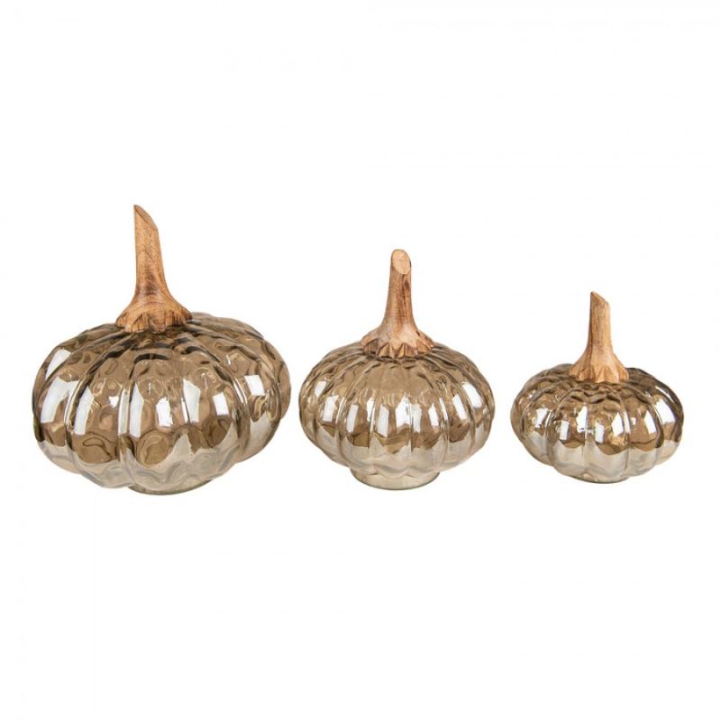 Dekoration Pumpa 23 Cm Brun Grönt Glas