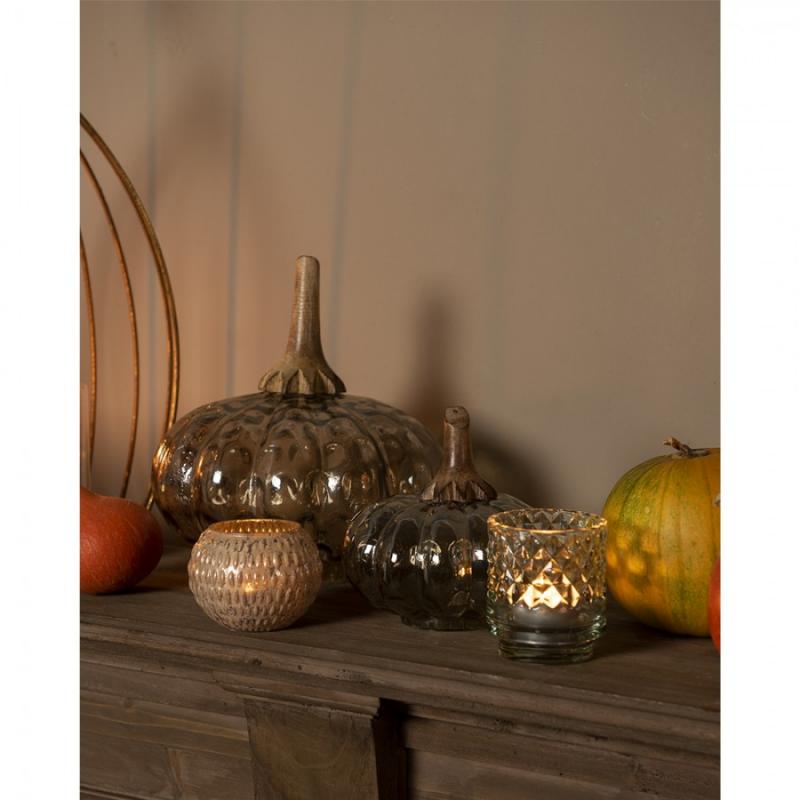Dekoration Pumpa 23 Cm Brun Grönt Glas