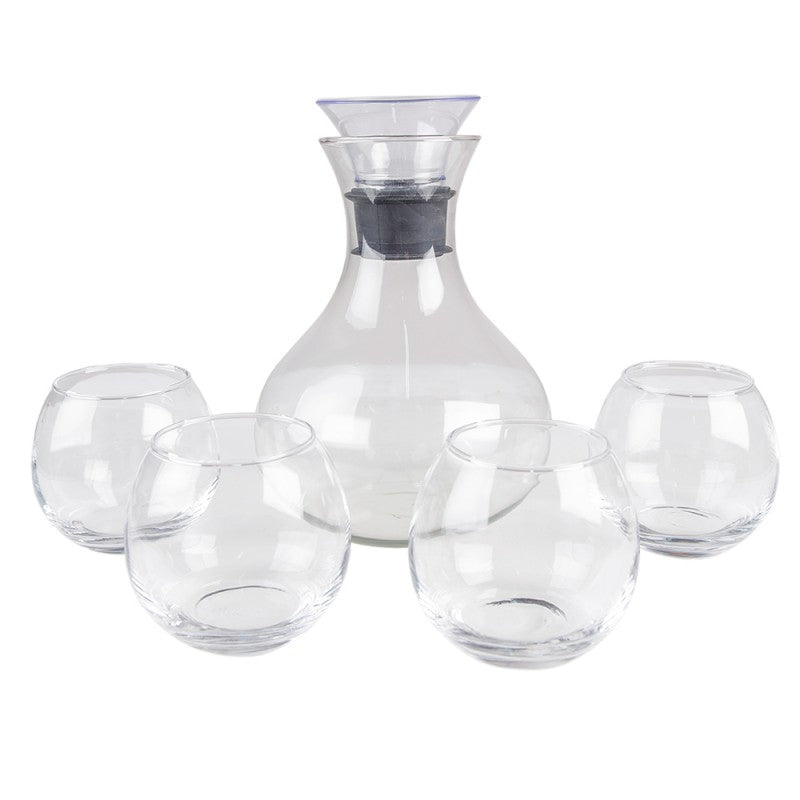 Köksservice Karaffel med 4 glas 1740 ml / 375 ml transparent glas rund vatten kanna