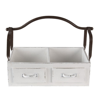 Dekorativ korg Förvaringskorg 41x19x29 cm Vit trä/metall rektangel
