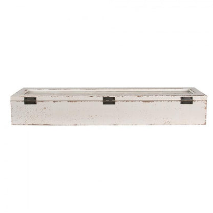 Dekorativ Låda Trälåda med lock Vit 60x13x10