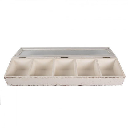 Dekorativ Låda Trälåda med lock Vit 60x13x10