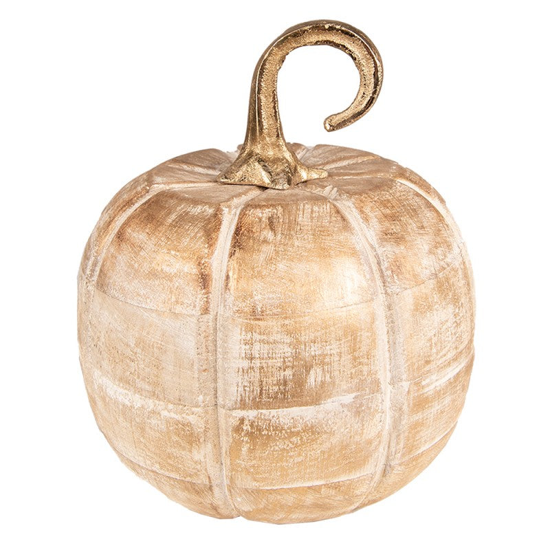 Dekoration Pumpa 20 cm Gyllene färg Trä 1 st