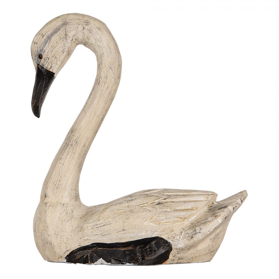 Dekorasjon Fugl Svane 21x10x18 / 26x11x29 cm Beige treprodukt