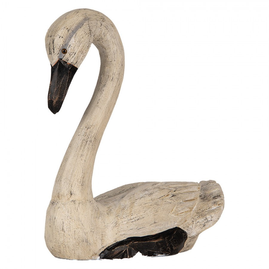 Dekorasjon Fugl Svane 21x10x18 / 26x11x29 cm Beige treprodukt