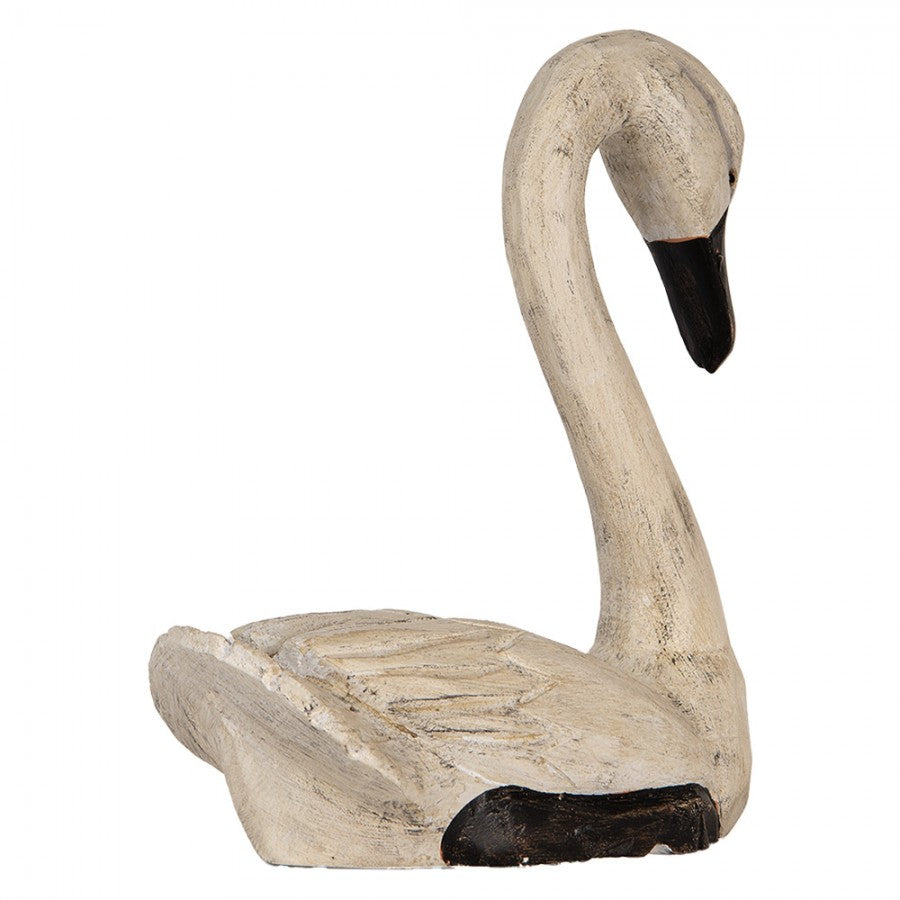 Dekorasjon Fugl Svane 21x10x18 / 26x11x29 cm Beige treprodukt