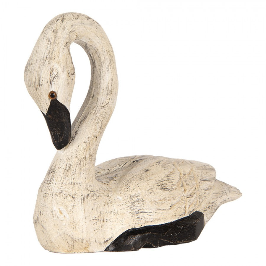 Dekorasjon Fugl Svane 21x10x18 / 26x11x29 cm Beige treprodukt
