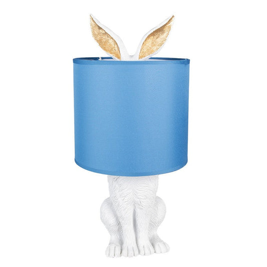 Bordslampa Ø 20x43 Cm Kanin Vit Blå Polyresin Skrivbordslampa