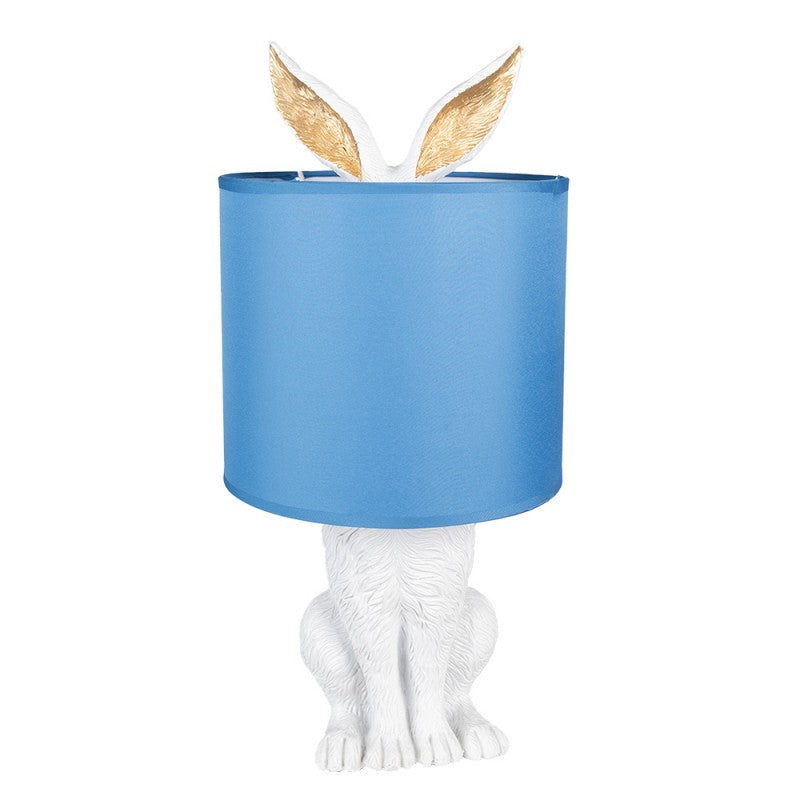 Bordslampa Ø 20x43 Cm Kanin Vit Blå Polyresin Skrivbordslampa