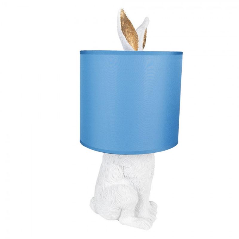 Bordslampa Ø 20x43 Cm Kanin Vit Blå Polyresin Skrivbordslampa