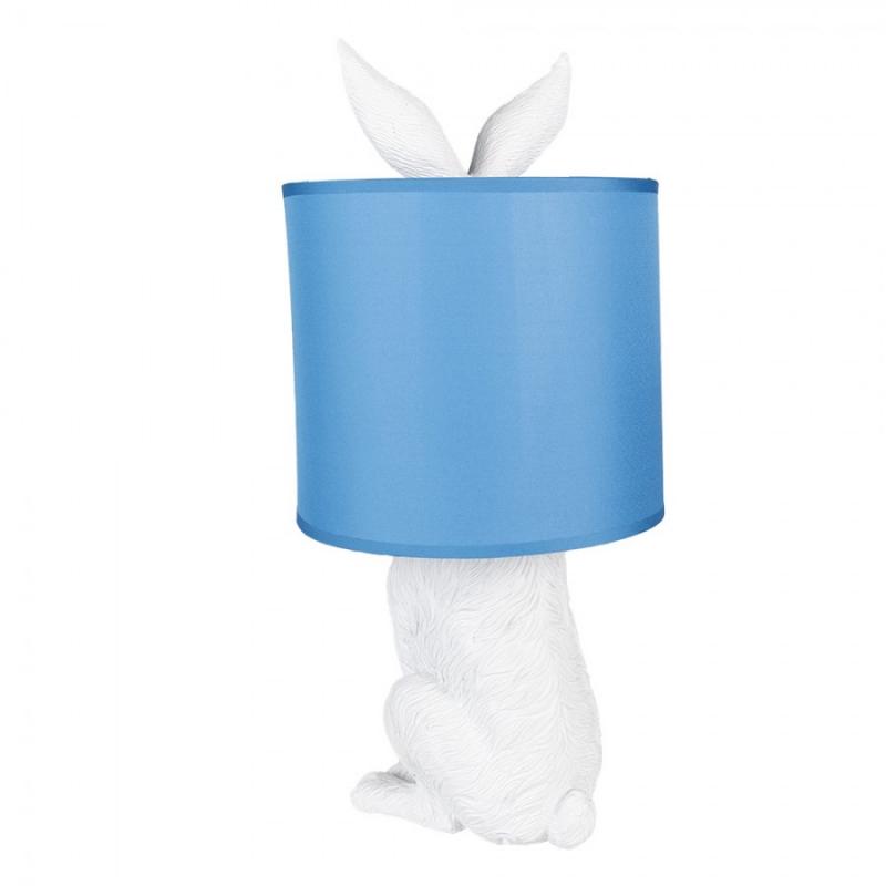 Bordslampa Ø 20x43 Cm Kanin Vit Blå Polyresin Skrivbordslampa